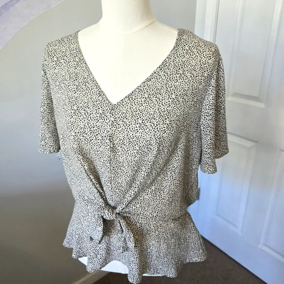 Sienna Sky | Large | Tie Front V-Neck Animal Print Blouse - Picture 1 of 9